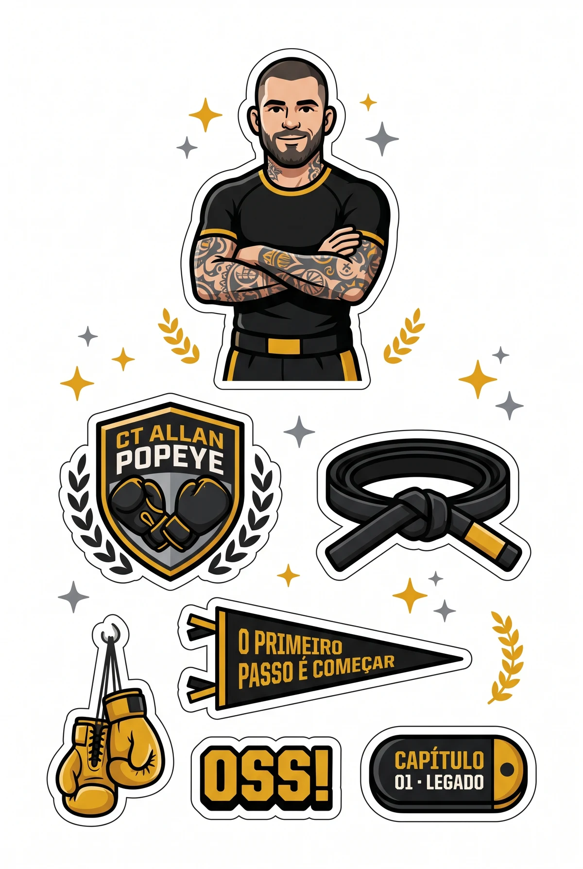 Cartela de stickers exclusiva do capítulo