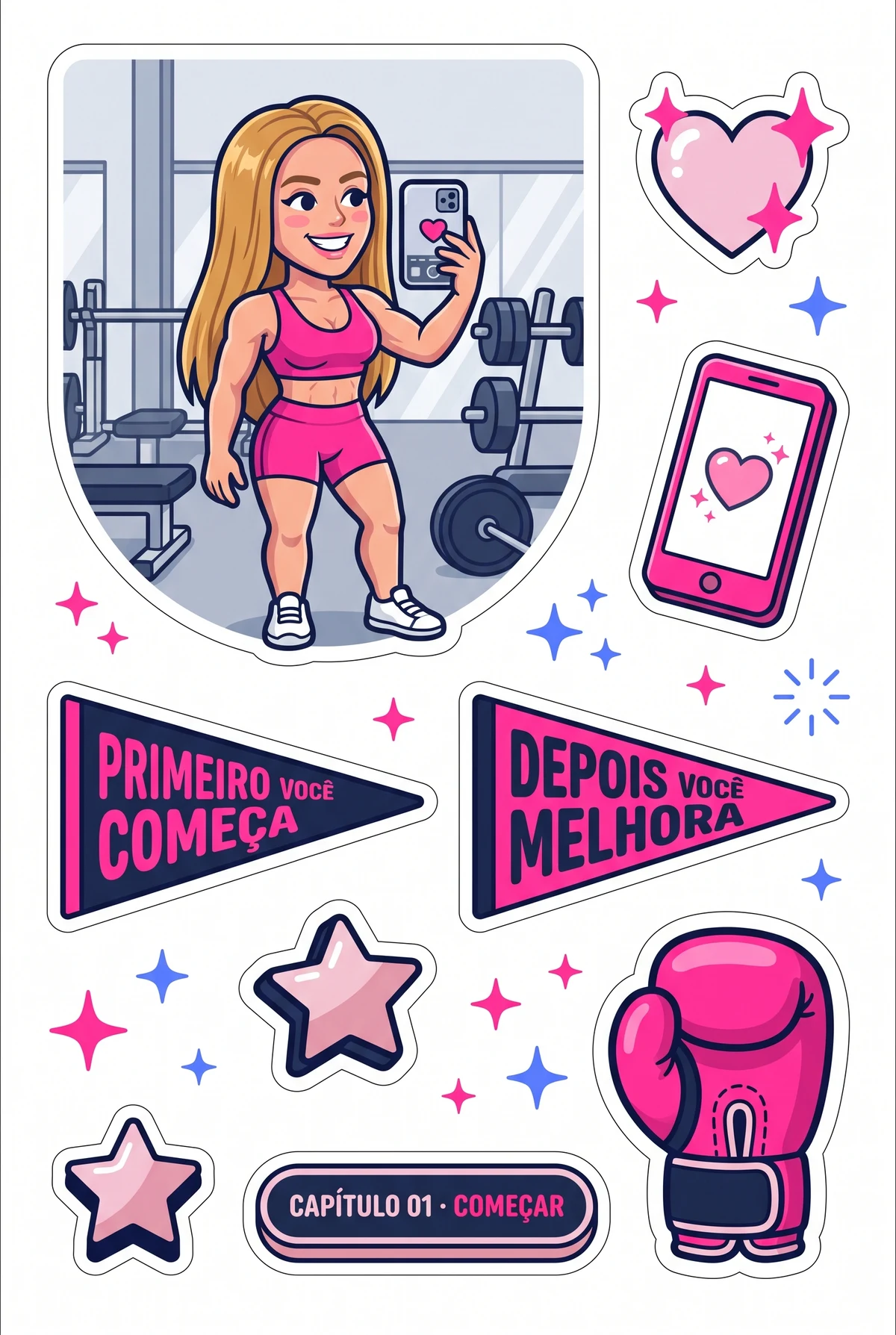 Cartela de stickers exclusiva do capítulo